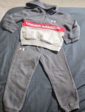 Under Armour Gray & Red Kids Hoodie and Joggers Set